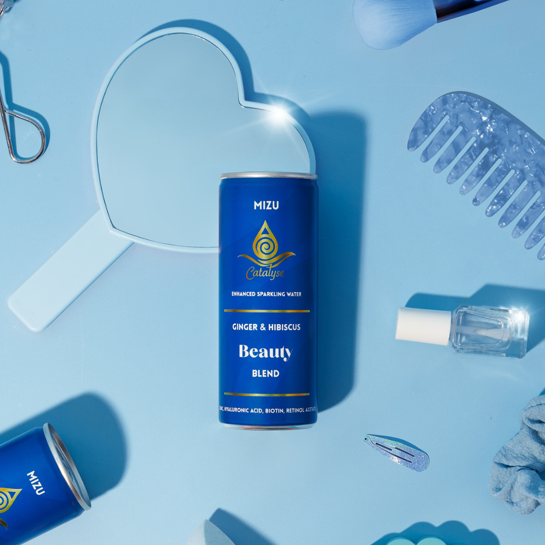Mizu beauty drink for a minimalist glow, botanical wellness.