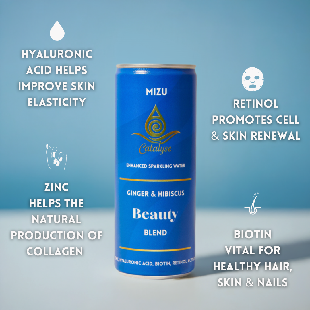 Mizu beauty blend with hibiscus flowers and ginger root, natural beauty ingredients