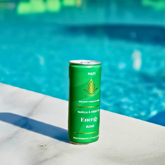 Catalyse - Mayi - energy blend with green tea leaves and honey, clean natural energy drink. Served by the pool for natural energy. Clean energy drinks