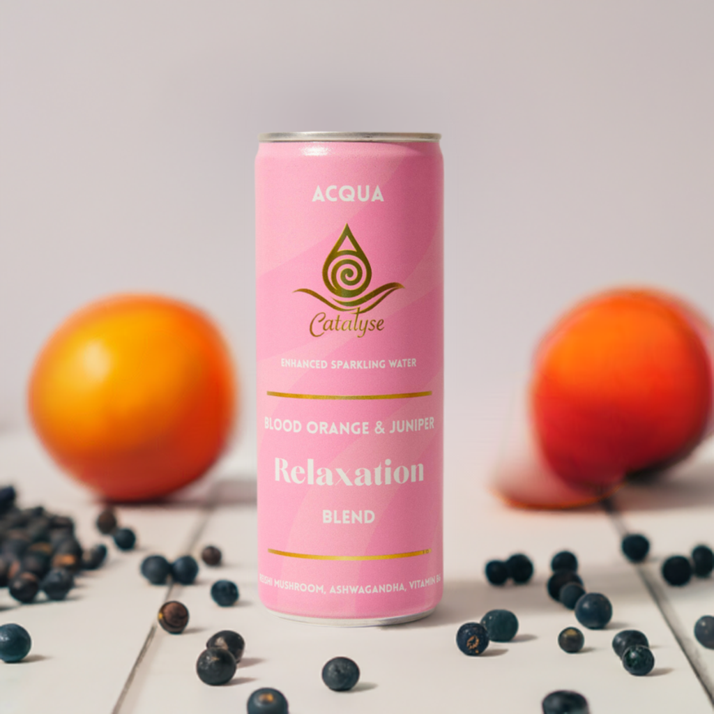 Acqua relaxation drink — blood orange and juniper functional sparkling water with botanicals