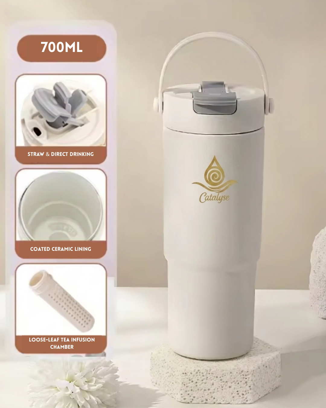 Catalyse water & tea bottle - portable loose-leaf tea bottle