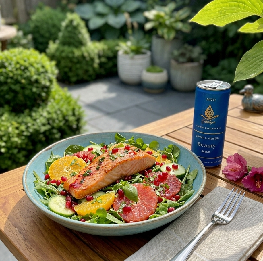 Mizu Salmon glaze salad for skin health